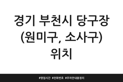 경기 부천시 당구장 (원미구, 소사구) 위치 | 영업시간 | 전화번호 | 주차 안내 총정리