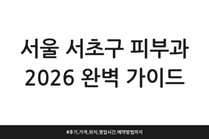 서울 서초구 피부과 2026 완벽 가이드 | 후기, 가격, 위치, 영업시간, 예약방법까지
