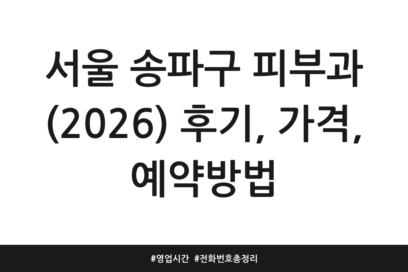 서울 송파구 피부과 (2026) 후기, 가격, 예약방법 | 영업시간 | 전화번호 총정리