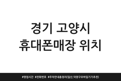 경기 고양시 휴대폰매장 위치 | 영업시간 | 전화번호 | 주차 안내 총정리 (일산, 덕양구 모바일기기 추천)
