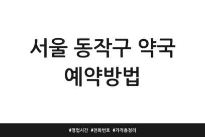 서울 동작구 약국 예약방법 | 영업시간 | 전화번호 | 가격 총정리