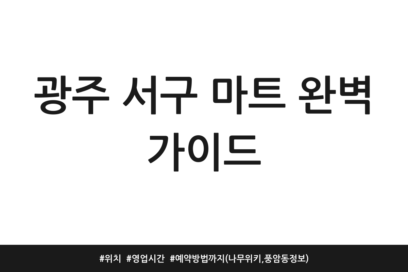 광주 서구 마트 완벽 가이드 | 위치 | 영업시간 | 예약방법까지 (나무위키, 풍암동 정보)